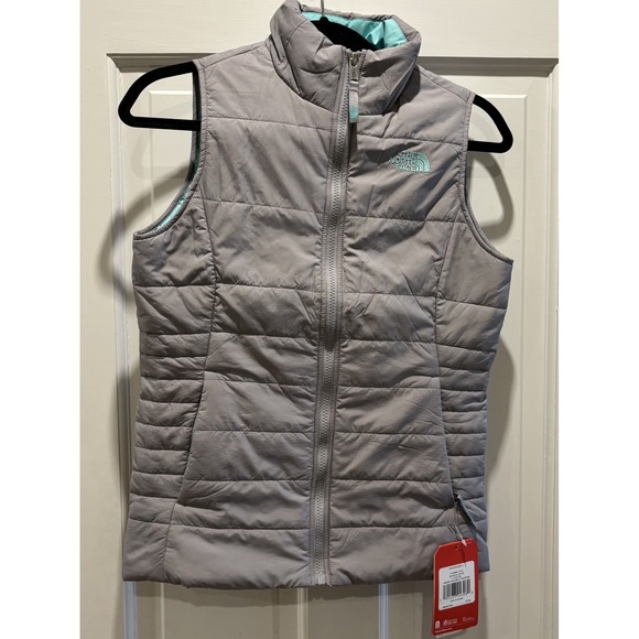 NEW The North Face Harway Vest Girls Large 14/16 Quilted Puffer Metallic Silver - Picture 1 of 6